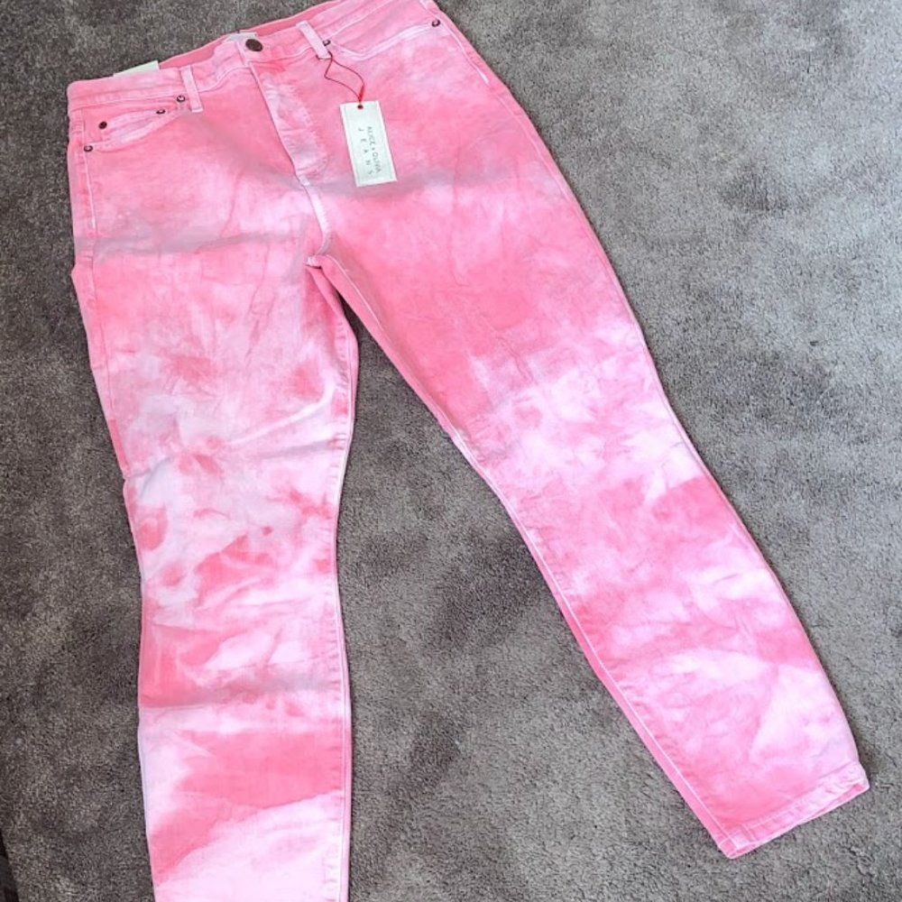 Alice + Olivia Good Mottle-Dyed High Waist Skinny Jeans, 32 Cloud Pink